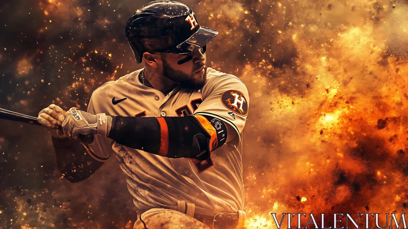 Dynamic baseball slugger in explosive digital painting style.