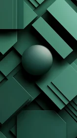 Geometric teal sphere with layered rectilinear planes.