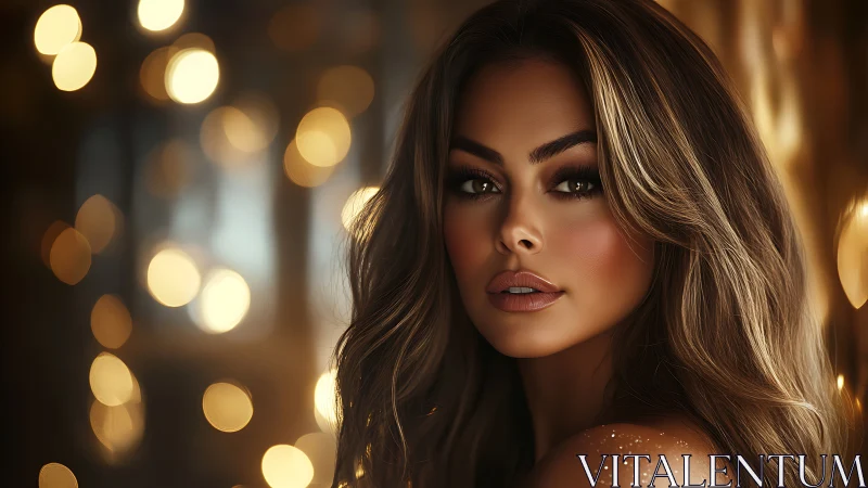 Golden evening portrait glows with soft bokeh lights all around