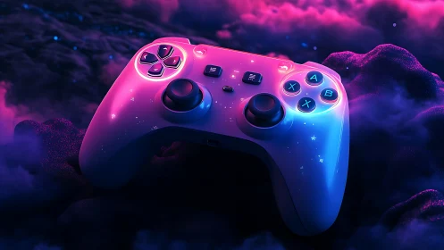 Neon Gaming Controller in Digital Haze.