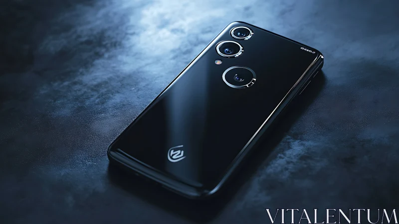 Midnight-gloss smartphone glows with sculpted triple camera.