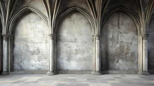 Quiet stone arches invite calm reflection in an empty hall