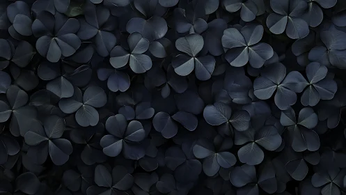 Dense cluster of dark four leaf foliage in close view.