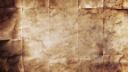 Weathered parchment map unfolds in soft sepia tones.