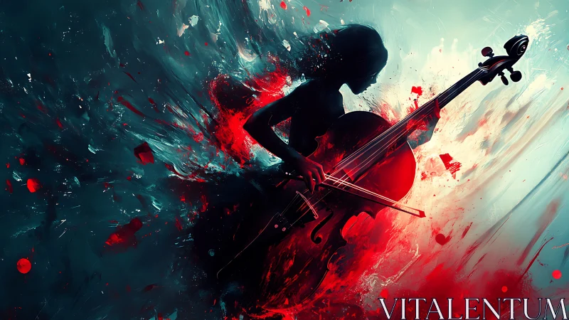 Silhouetted cellist ignites swirling oceans of sound and color