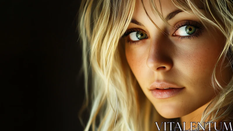 Soft golden portrait captures an intense, luminous gaze