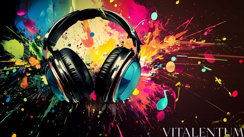 Chromed studio headphones ignite neon color explosion.