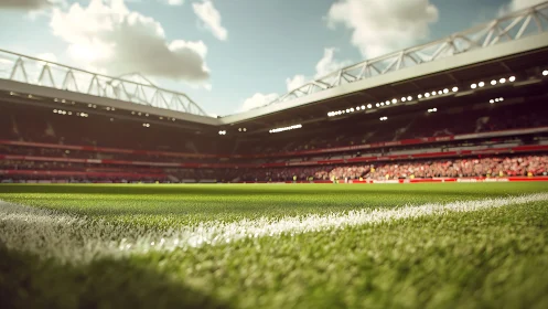 Sunlit football pitch inviting you to the heart of play.