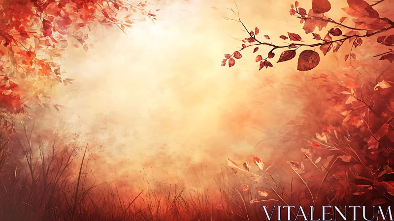 Digital landscape depicts autumn foliage framing central void