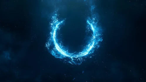 Glowing Blue Energy Ring in Cosmic Digital Art Style.