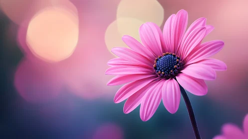 Pink Gerbera Daisy with Artificial Bokeh Gradient and Selective Focus Rendering