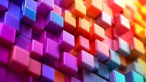Vibrant 3D geometric cubes in abstract digital art style.