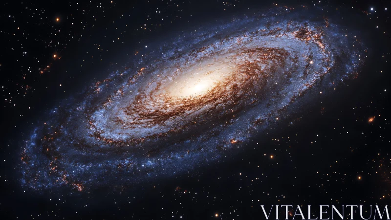 Spiral galaxy glows in deep space with luminous starfields