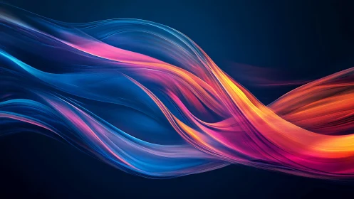Flowing ribbons of color dance gently across deep blue space