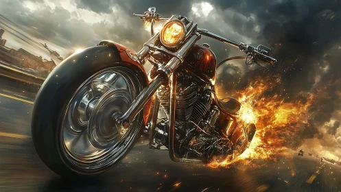 Fireborn highway chopper roars through a storm of speed.