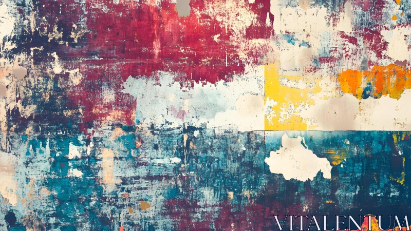 Colorful abstract grunge wall texture with peeling paint effect.