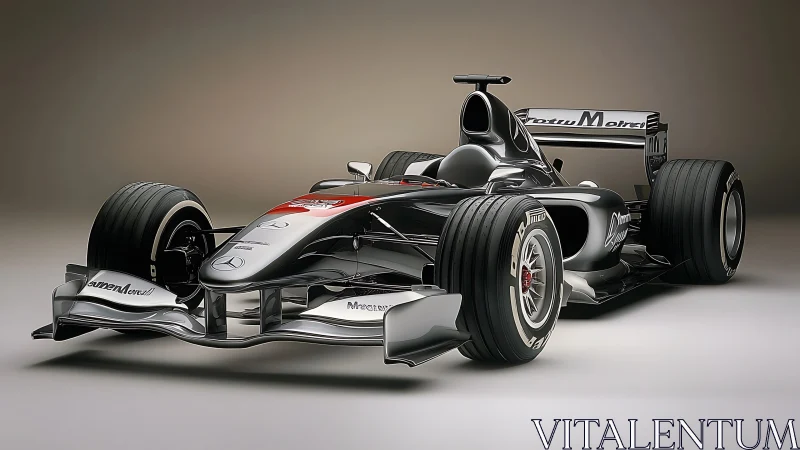 Formula race car render in studio with neutral lighting.