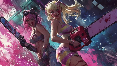 Chainsaw-wielding duo brings wild chaos to neon night streets