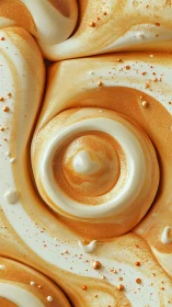 Golden caramel cream swirls glow in a luxurious abstract closeup