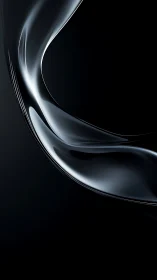 Curved metallic ribbon form arcs across a deep black field
