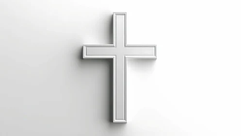 Soft white cross bringing quiet comfort to a bright space.