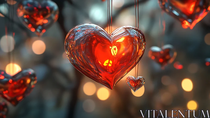 Luminescent Glass Hearts: Rendered Crystalline Form.