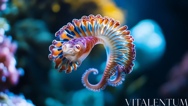 Bio-luminescent cephalopod spiral with radiating tentacle array.