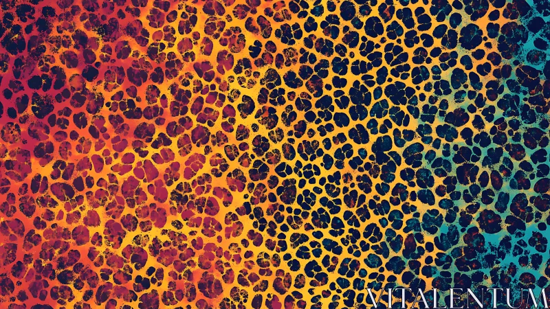 Leopard spot gradient crossing fiery to cool spectrum.