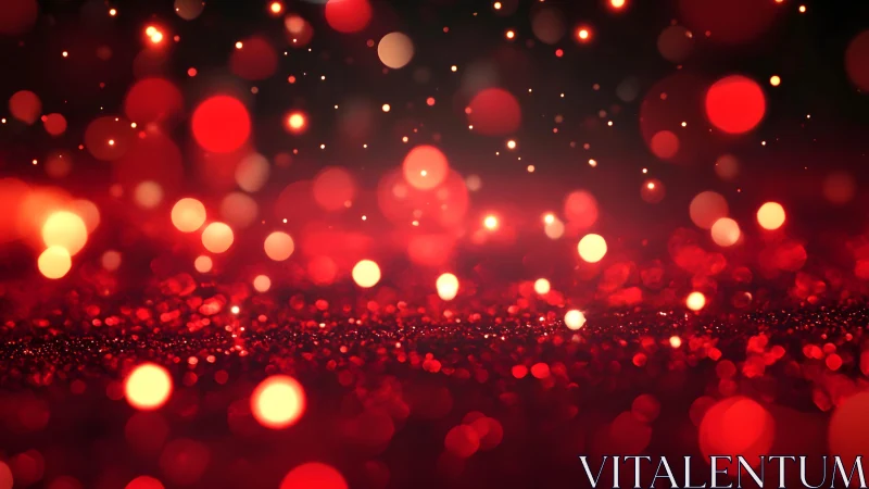 Vibrant Red Glitter Bokeh Background with Festive Sparkle Effect.