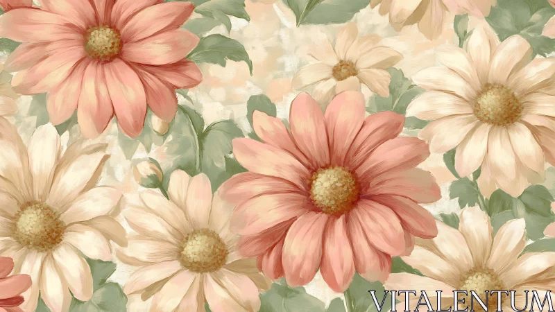 Pastel Petals Dance. Soft Pink and Cream Gerberas Bloom Together.