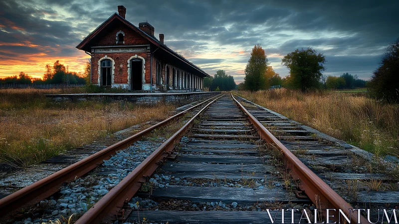Sunset lingers over a forgotten railway station’s last tracks.