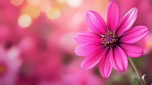 Magenta Cosmos Flower with Bokeh Background Detail Analysis
