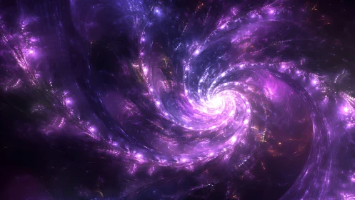 Purple spiral nebula swirl forms luminous fractal vortex