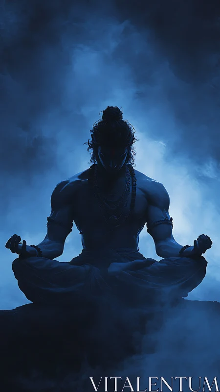 Midnight yogi forges thunder-quiet power inside blue haze