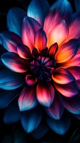 Luminous Gradient Flower with Radiant Neon Petals