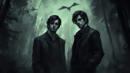 Two brooding friends share a haunted walk through the woods.