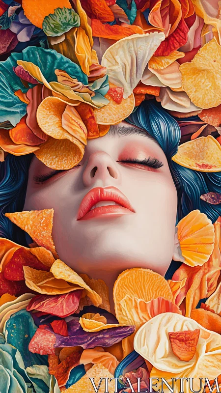 Dreaming in crisp confetti: snack-tide muse at rest.