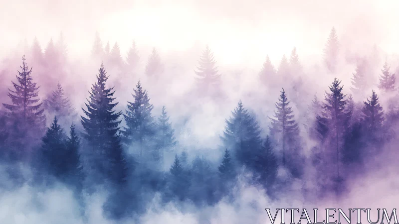 Misty Forest Dreams in Purple and Blue.