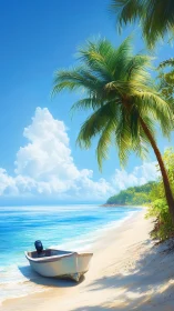 Tropical Escape: Palm Tree Beach Paradise.