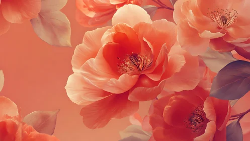 Dreamy Coral Peonies in Soft Gradient Light.