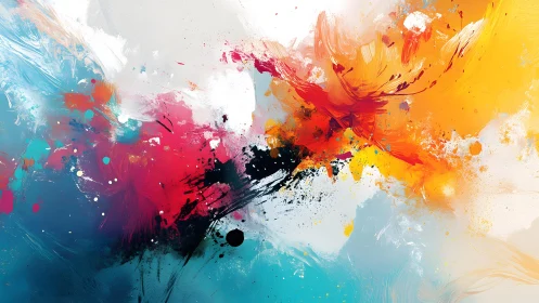 Vibrant Abstract Expressionism with Dynamic Color Splashes.