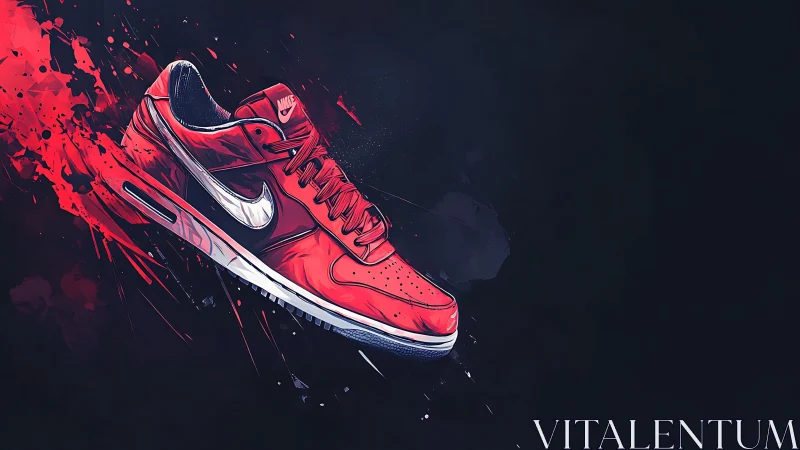 Crimson sneaker rockets forward through electric paint