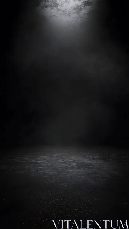 Moody spotlight over wet dark floor suggests dramatic staging