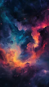 Vibrant cosmic nebula swirls through deep cinematic space
