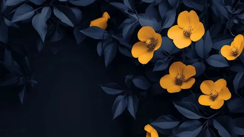 Golden Blooms Pierce the Midnight Garden.