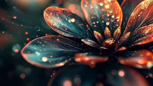 Luminous abstract flower glows in deep cosmic shadows