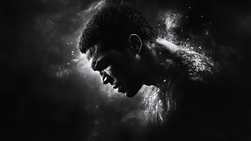 Silent strength in a reflective black and white portrait.