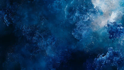 Cosmic blue nebula swirls evoke deep space mystery and calm