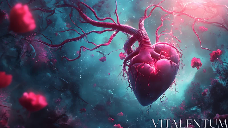 Bioluminescent Heart Pulses Through Quantum Void.