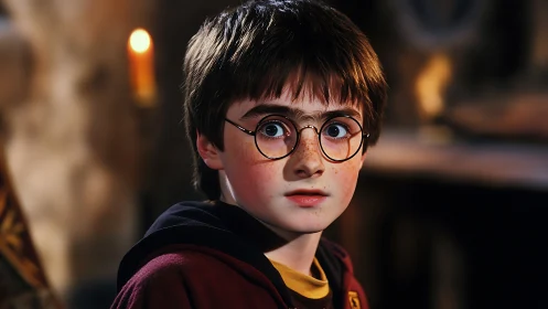 Young person with round glasses is shown in close portrait